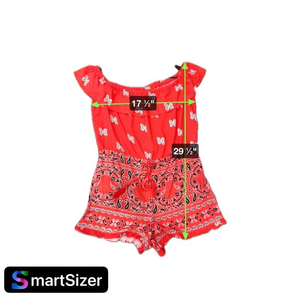 Venus Red Paisley Print Off Shoulder Baby Doll Romper Size M - Picture 10 of 10